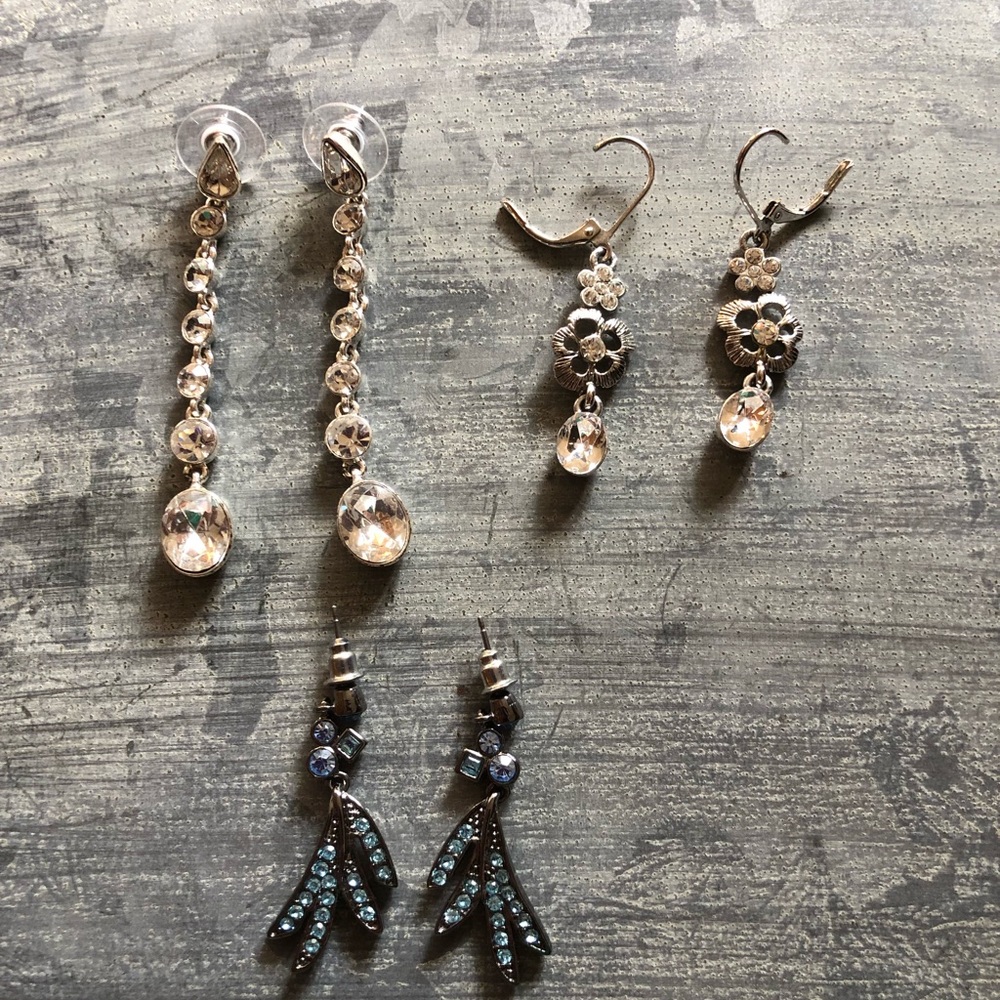 Givenchy Chic Silver And Blue Crystal Earrings Se… - image 1